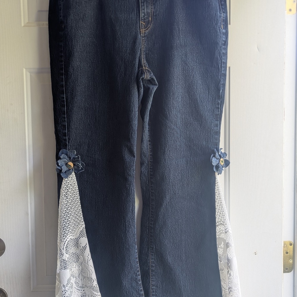 Elegant Flare Jeans with Lace Accents